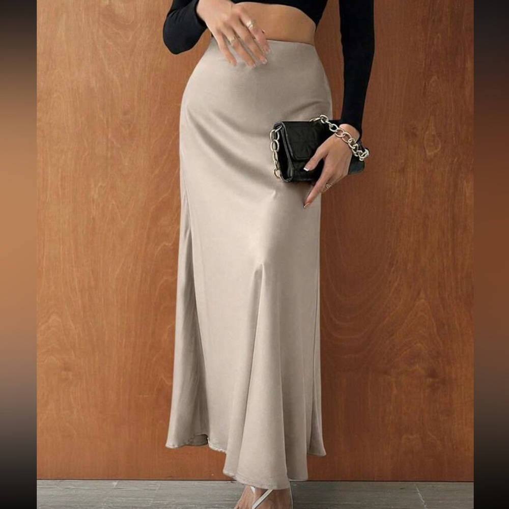 Classic Satin High Waist Fish Tail Long Maxi Skirt